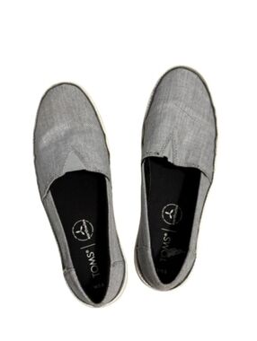 Toms Gray Canvas Slip-On Loafers  Shoe Casual Walking Runners Size 7.5